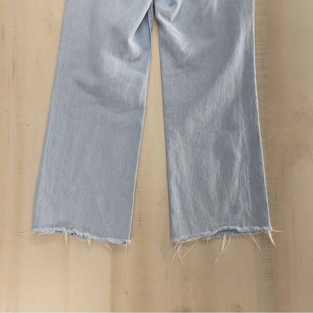 ZARA women’s straight leg raw hem denim cotton jeans 4 - Picture 6 of 7